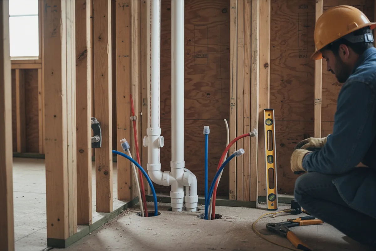 Drain and supply rough-in during Drain Cleaning in Brookfield